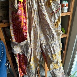 Kantha Bae cargo pants with Pockets - Yellow & Red